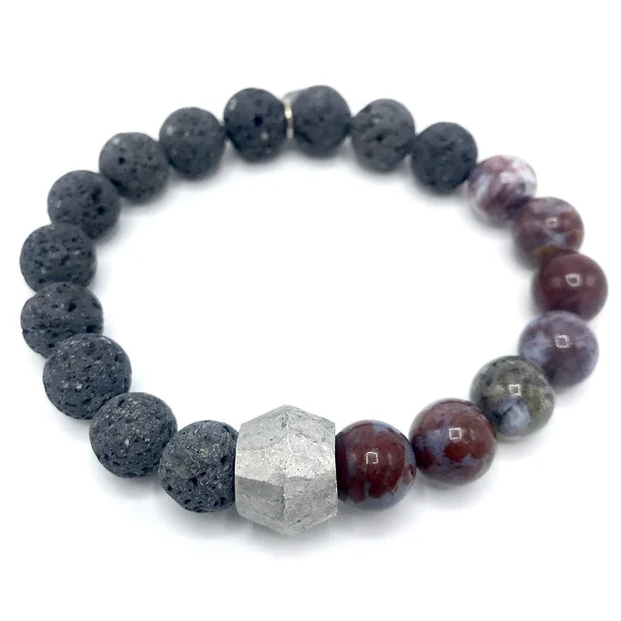 Men’s Agate / Lava Stone / African Metal Bracelet