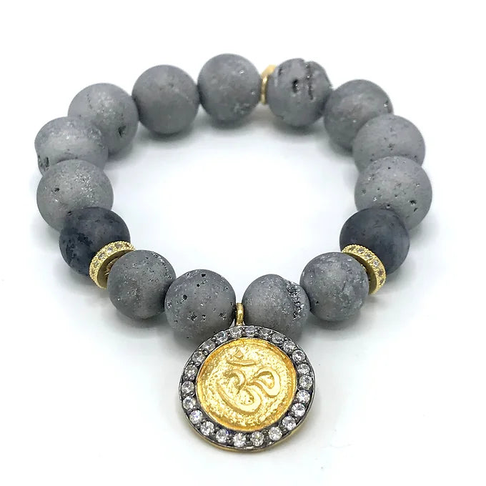 Silver Druzy Ohm Bracelet
