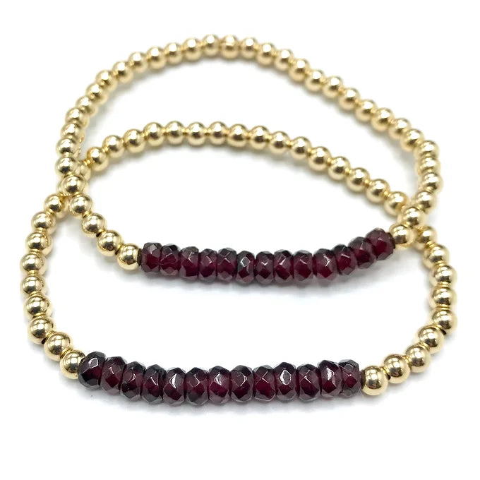 Garnet GF 4mm Beaded Bracelet