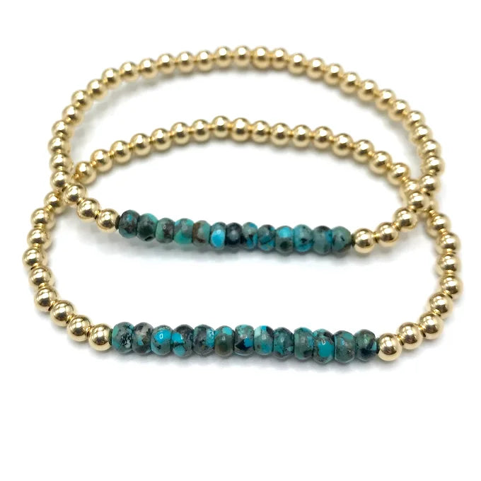 African Turquoise GF4MM Beaded Bracelet