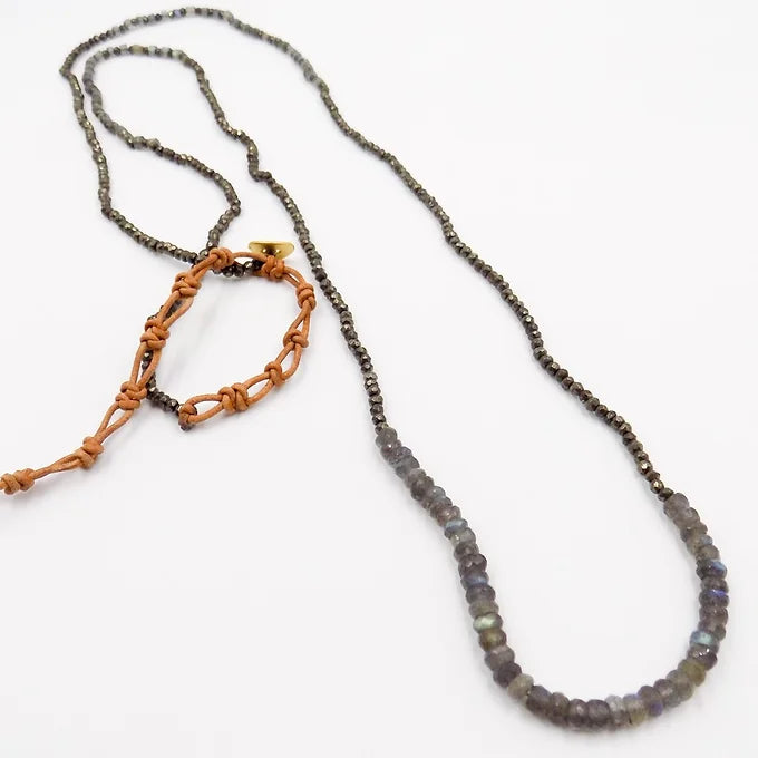 Pyrite & Labradorite Amphibian Necklace/Wrap Bracelet