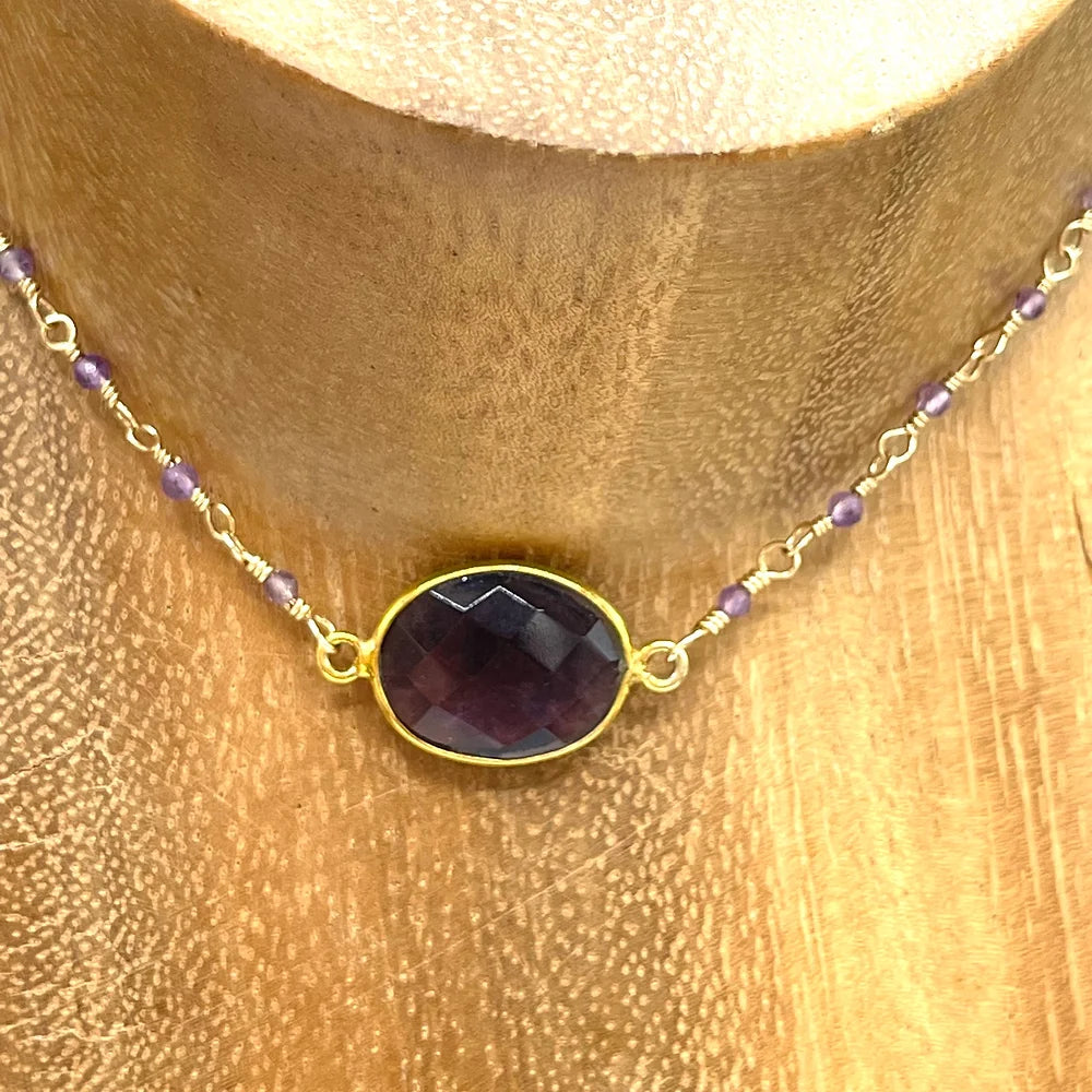 Oval Amethyst Choker Necklace