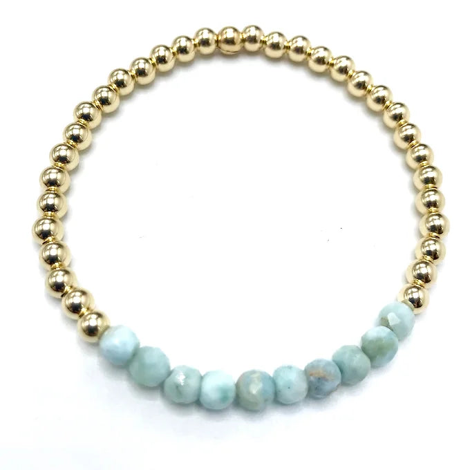 Larimar GF 4MM Beaded Bracelet