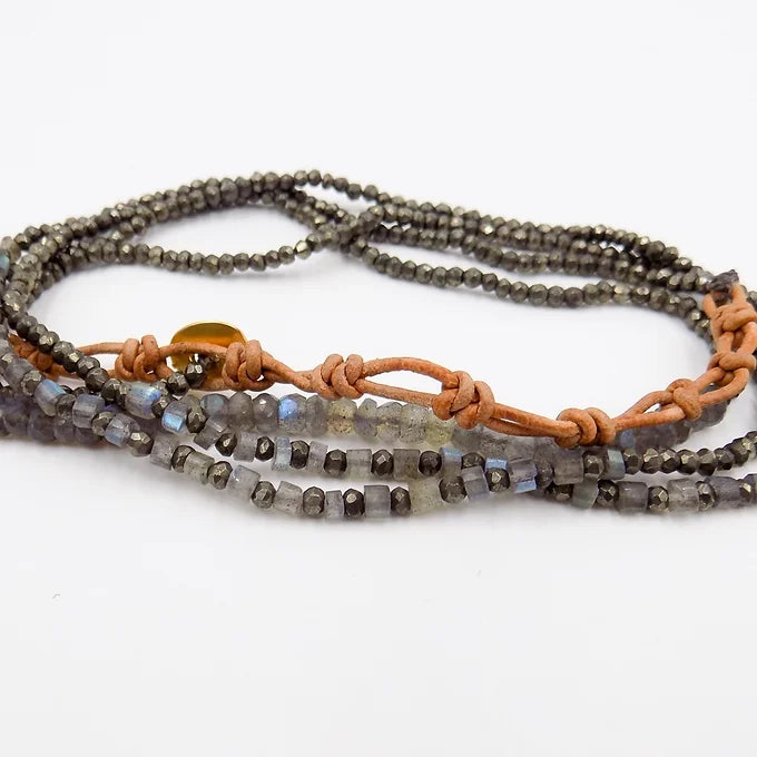 Pyrite & Labradorite Amphibian Necklace/Wrap Bracelet