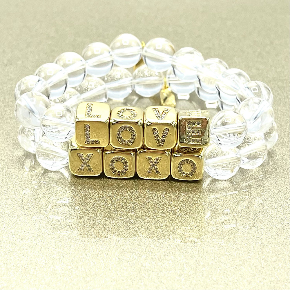 XOXO Bracelet - Crystal quartz beads