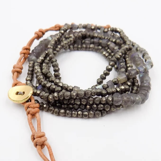 Pyrite & Labradorite Amphibian Necklace/Wrap Bracelet