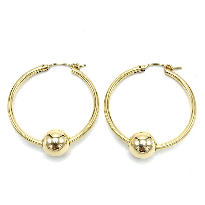 Gold Ball Beaded Hoops