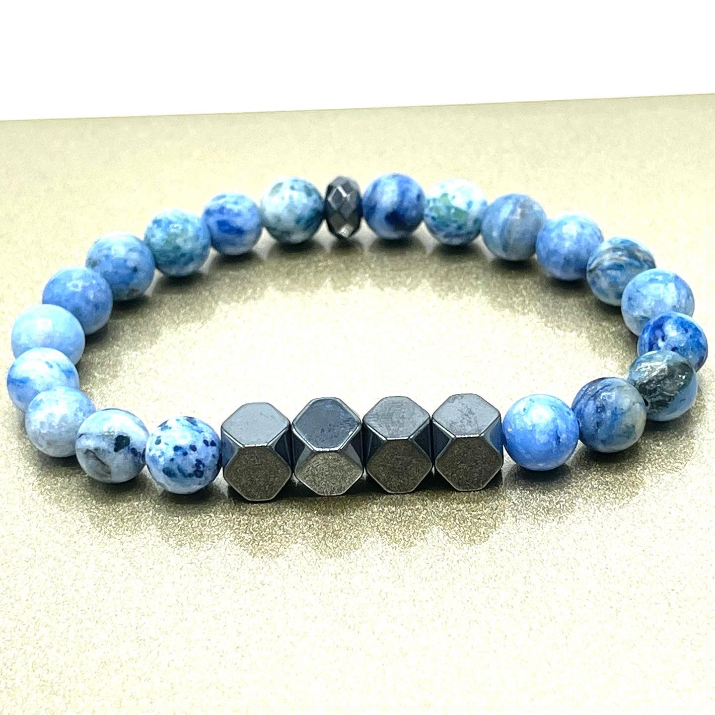 Men’s Blue Jasper Hematite bracelet