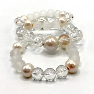 Crystal Quartz and Pearl Bracelets