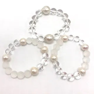 Crystal Quartz and Pearl Bracelets