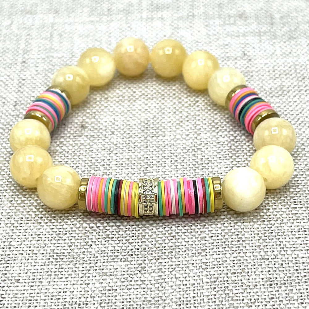 Bright Vinyl Mix - Yellow Jade Bracelet