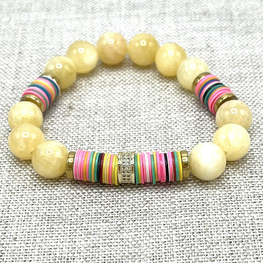 Bright Vinyl Mix - Yellow Jade Bracelet