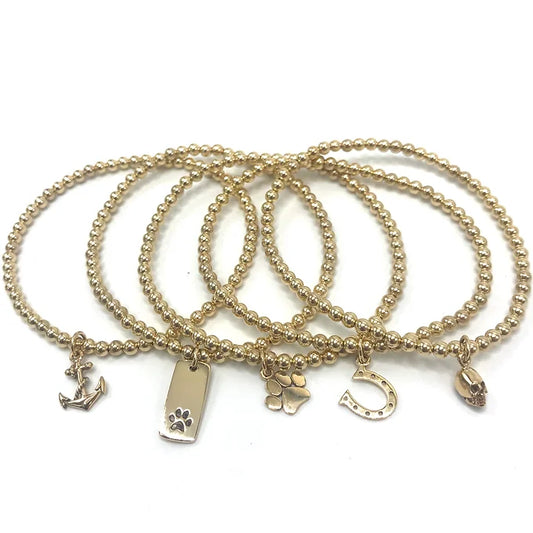 3mm Gold Ball Charm Bracelets