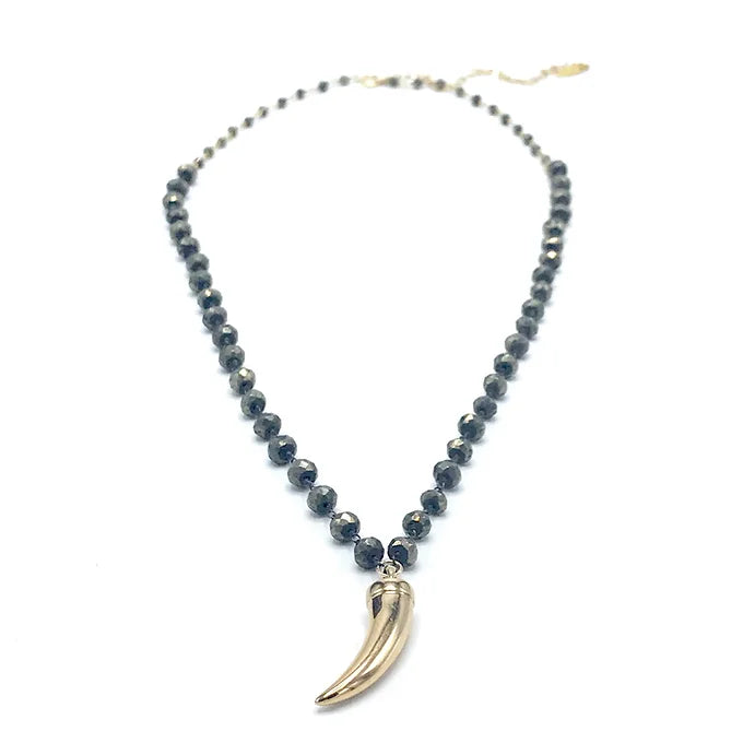 Bronze Horn Pyrite Necklace