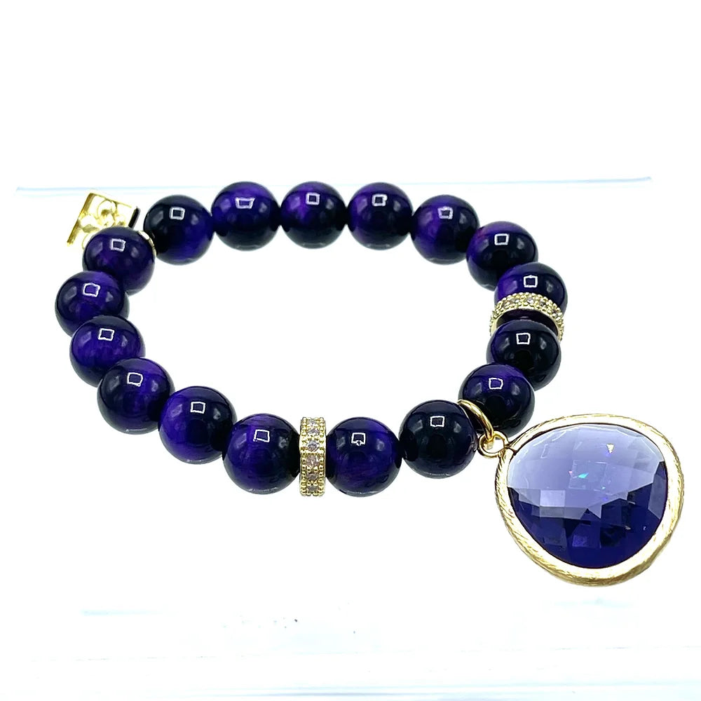 Amethyst Pendant - Deep purple Cateye bracelet