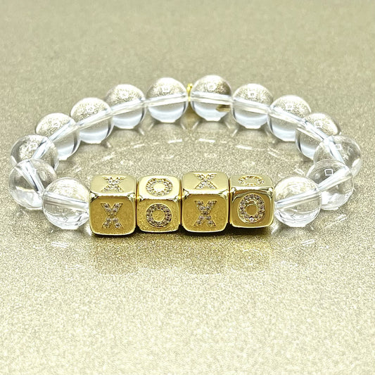 XOXO Bracelet - Crystal quartz beads