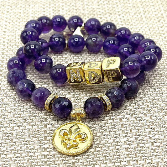 NDP Amethyst Bracelet with amethyst fleur de lis bracelet