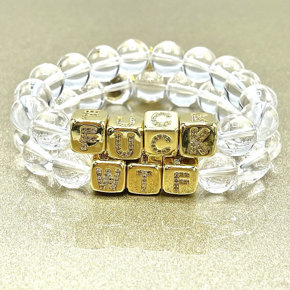 WTF Bracelet - Crystal Quartz Beads