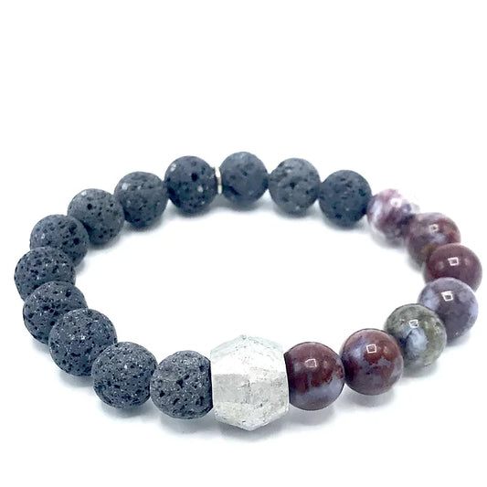 Men’s Agate / Lava Stone / African Metal Bracelet