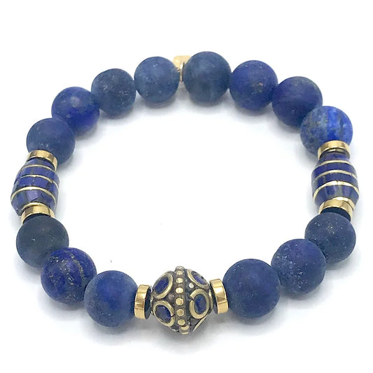 Lapis Bracelet with African mosaic beads