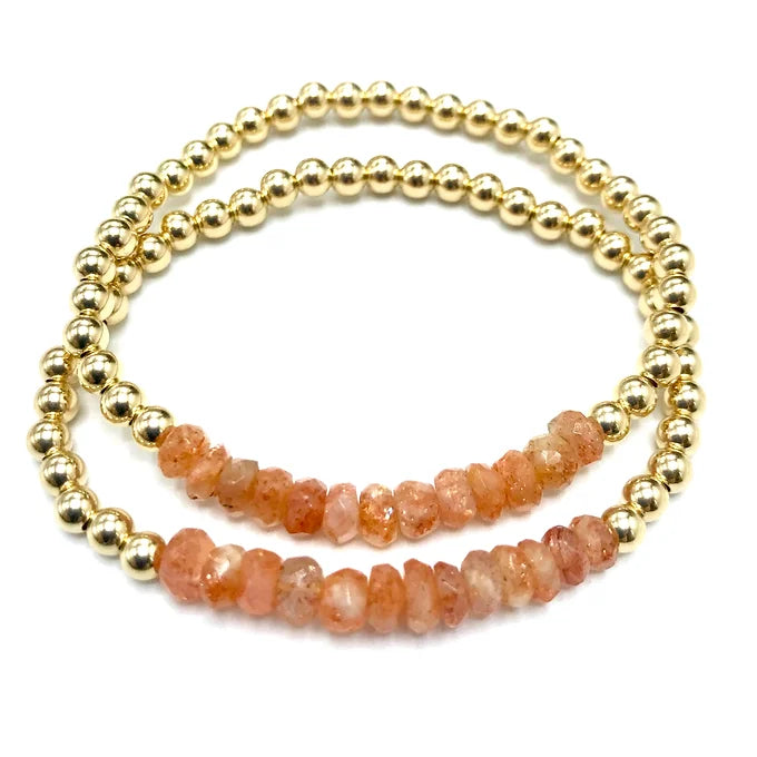 Sunstone 4mm GF Beaded Bracelet