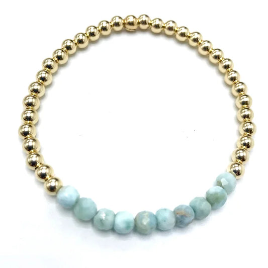 Larimar GF 4MM Beaded Bracelet