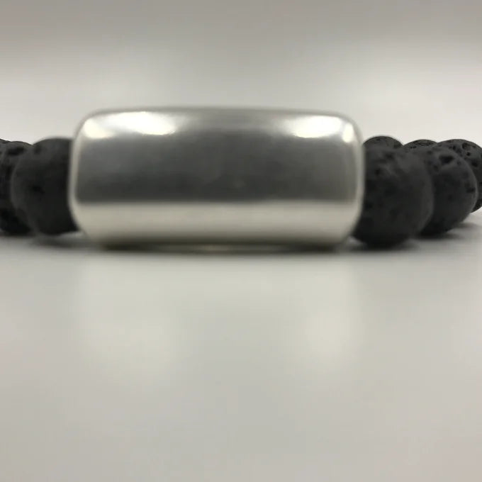Men's Black Lava Stone Bar Bracelet