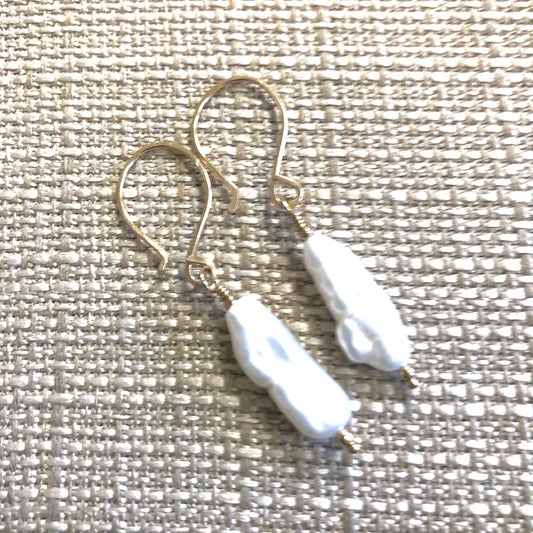 Perfectly imperfect flat freshwater Pearl Earrings
