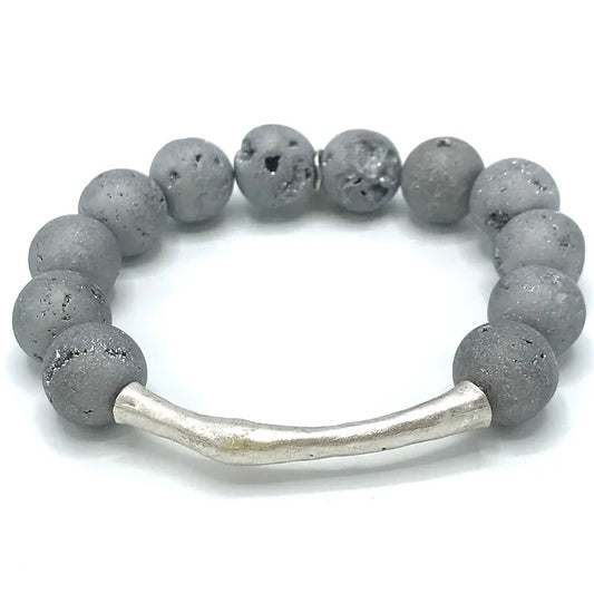 Silver Druzy GG Bar Bracelet