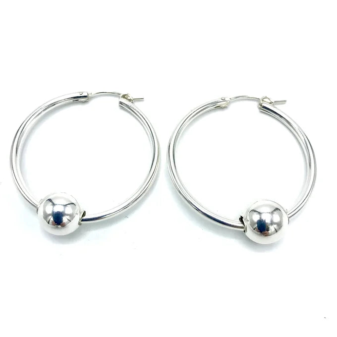 Gold Ball Beaded Hoops