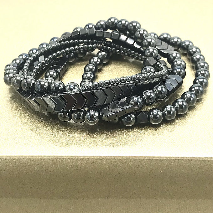 Gunmetal Hematite Mix Bracelet Set