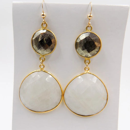 Pyrite & Moonstone Earrings