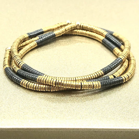 Gold/Gunmetal Heishi Bracelet