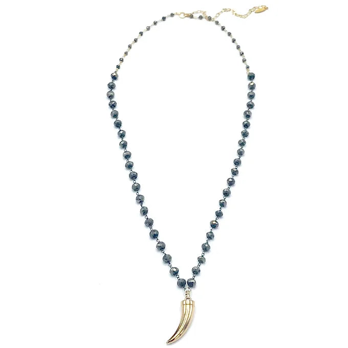 Bronze Horn Pyrite Necklace