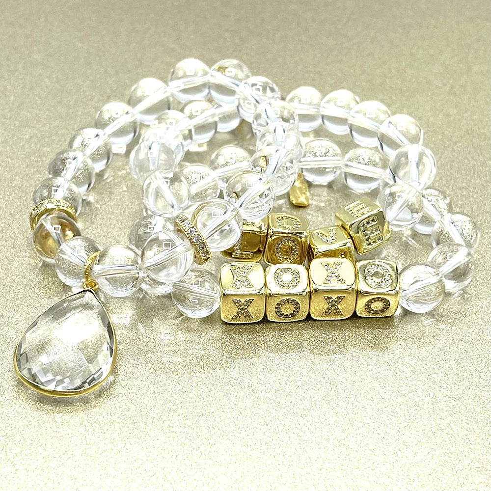 XOXO Bracelet - Crystal quartz beads