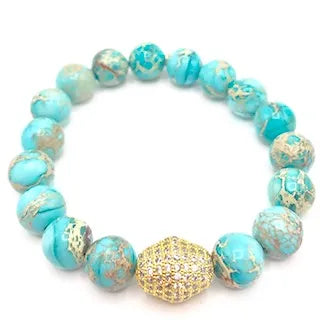 Aqua Terra Jasper Bracelet with Cubic Zirconia Pave Center