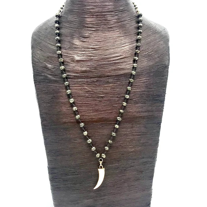 Bronze Horn Pyrite Necklace