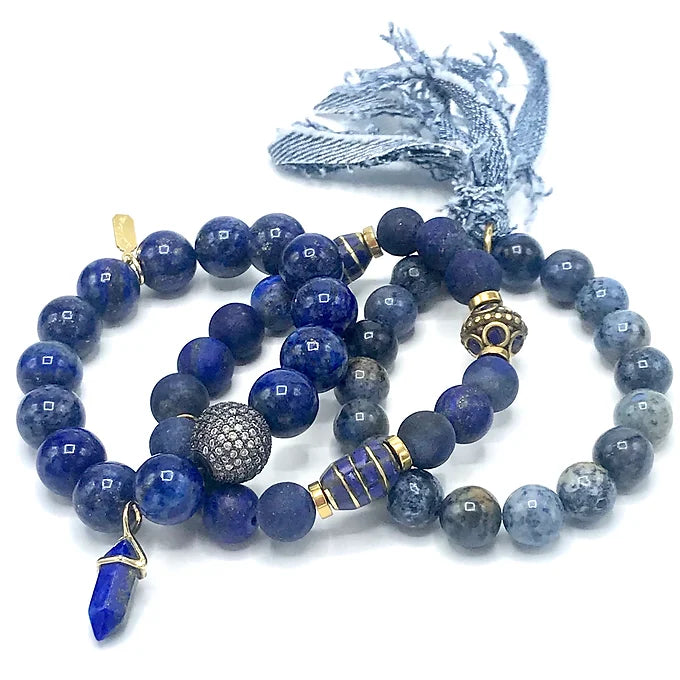 Dumortierite and Denim Bracelet