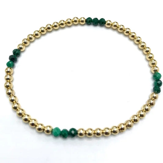 Malachite 3mm Gemstone Beaded Bracelet