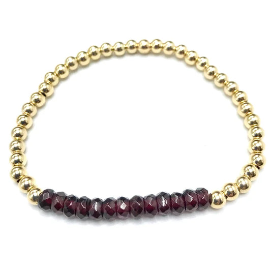 Garnet GF 4mm Beaded Bracelet