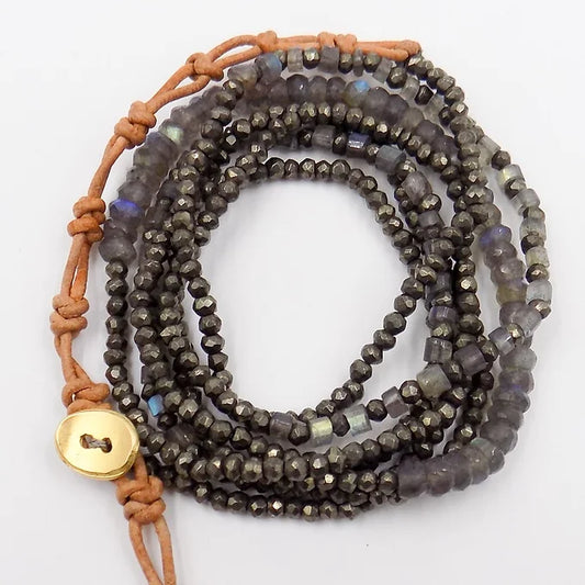 Pyrite & Labradorite Amphibian Necklace/Wrap Bracelet