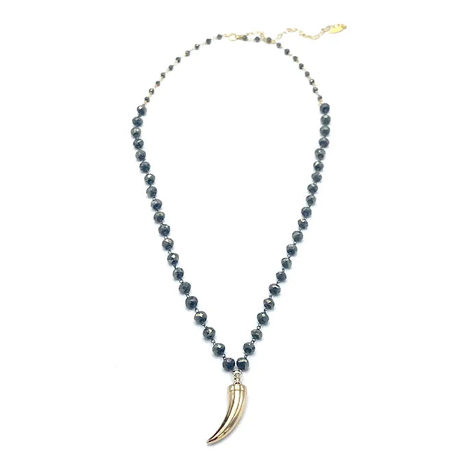 Bronze Horn Pyrite Necklace