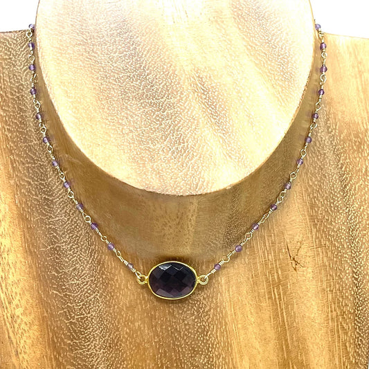 Oval Amethyst Choker Necklace