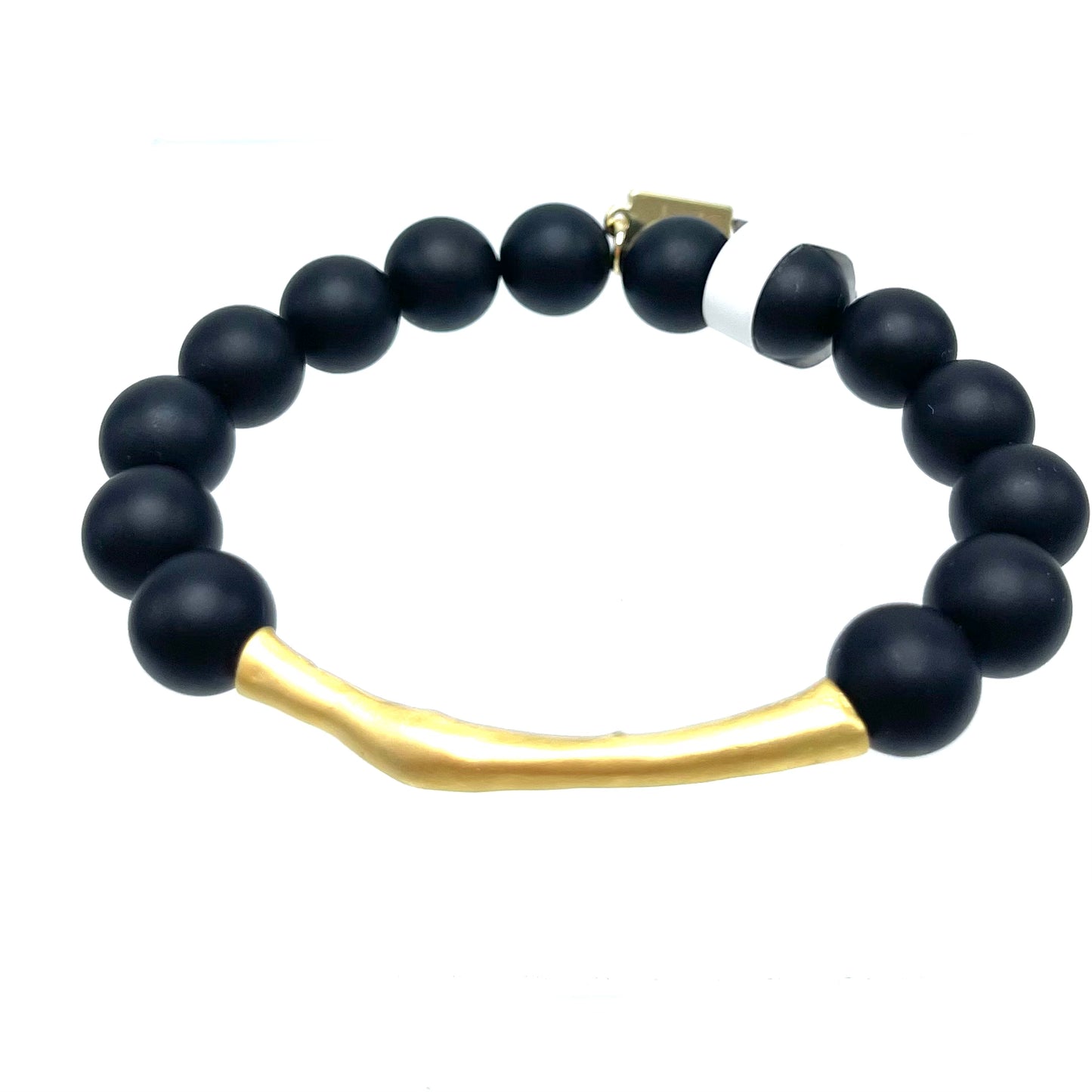 Gold Gucci Inspired Bar- Black Onyx Bracelet