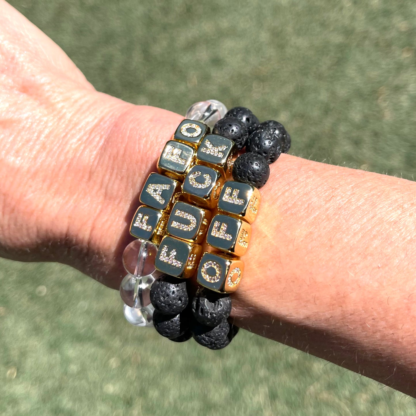 Fuck Bracelet - Crystal Quartz beads