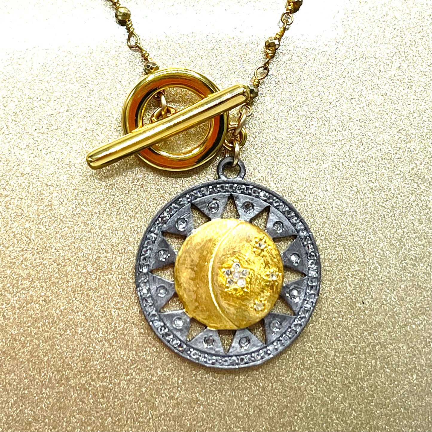 Pave Diamond Sun Pendant Neclace