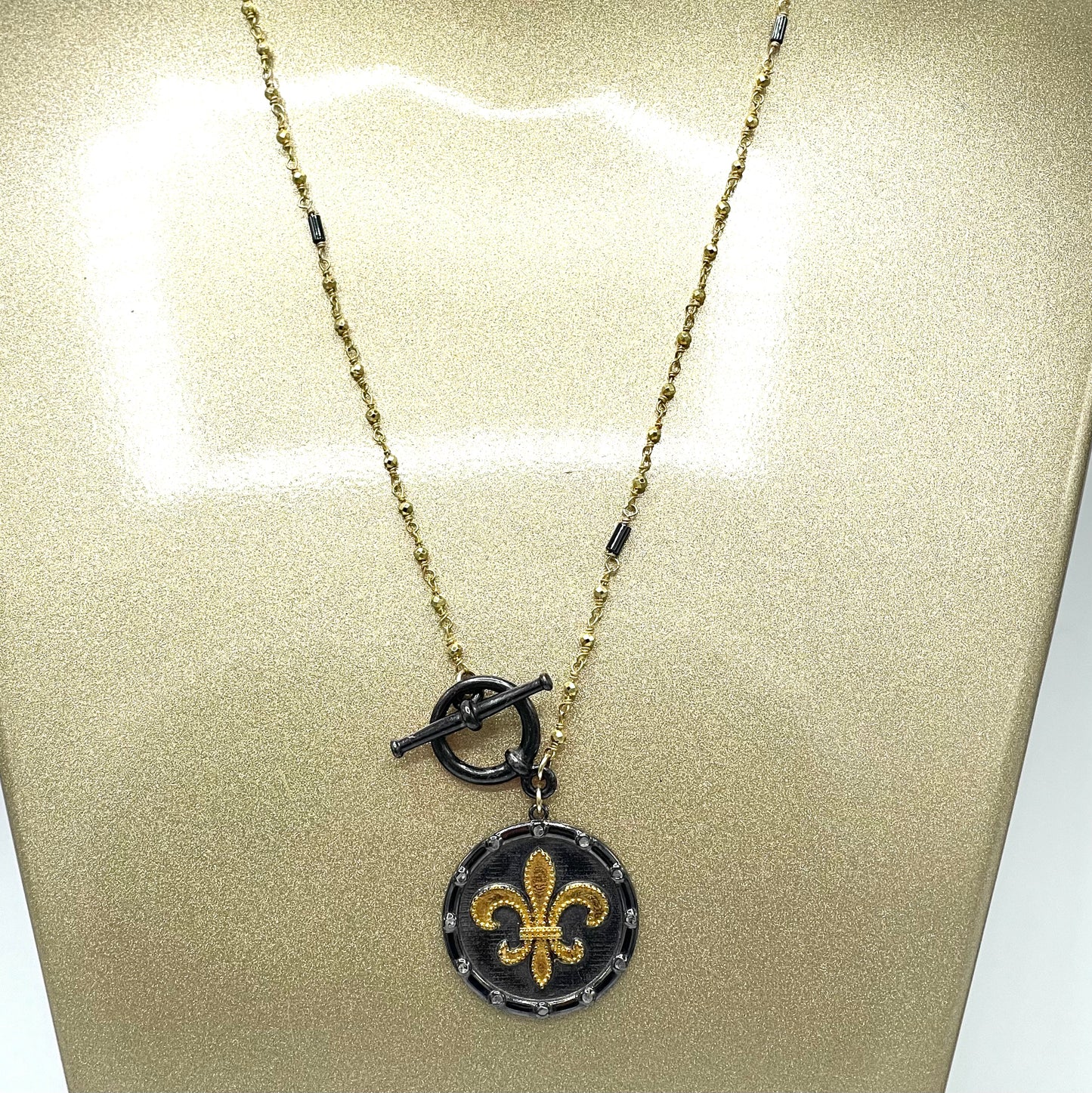 Fleur De Lis Coin Pendant Necklace